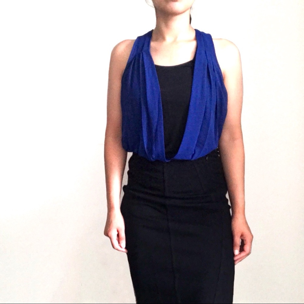 Express Black and Blue Sleeveless Shirt